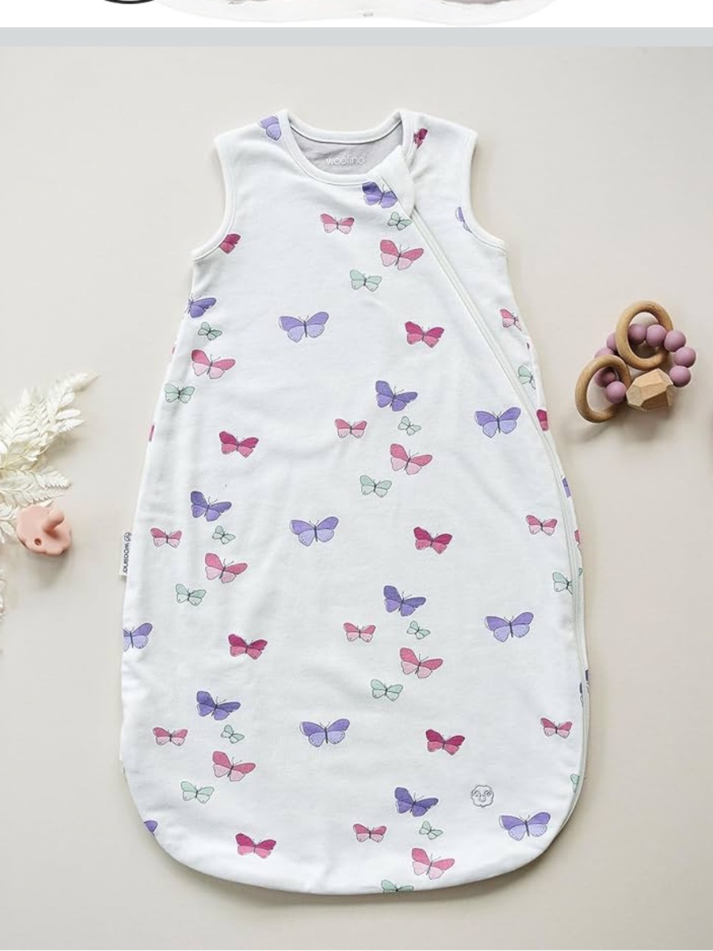 Woolino Merino Wool Baby Sleeping Bag - 4 Season Butterfly print 18-36 month